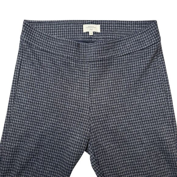 Avenue Montaigne Leo Cropped Flare Pants Pull On Navy Blue Houndstooth Size 4 - Picture 2 of 8